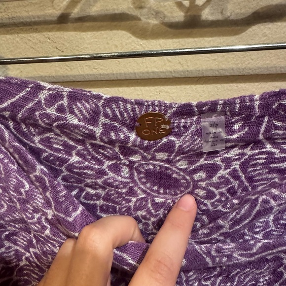 Free People Purple Floral Boho Funky Crossover Waist Wide Leg Pants - Picture 5 of 15